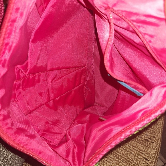 Vintage The Sak Multi Color Striped Crocheted Crossbody Purse Zipper Boho Chic - Picture 5 of 5